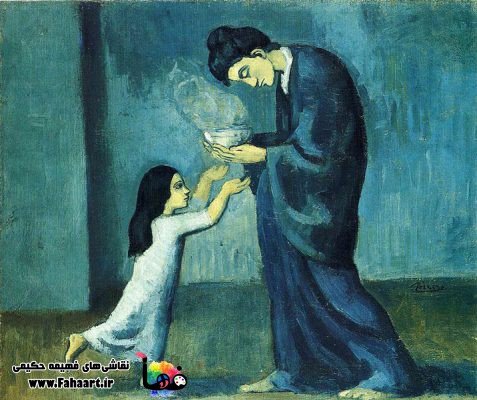 یک تابلو از پیکاسو مربوط به دوره آبی در سال 1903 میلادی | زندگینامه پابلو پیکاسو | فها آرت | نقاشی های فهیمه حکیمی | نقاشی کودکان