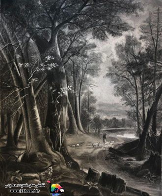 فها آرت | اثر فهیمه حکیمی | کنته سیاه قلم شب رو