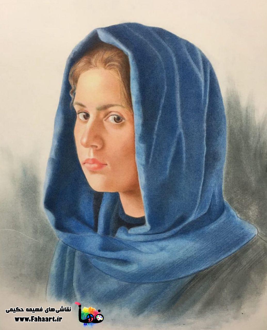 فها آرت | اثر فهیمه حکیمی | پرتره رنگ و روغن بانو