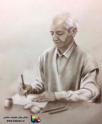 فها آرت | اثر فهیمه حکیمی | پرتره مداد رنگی "قلم"